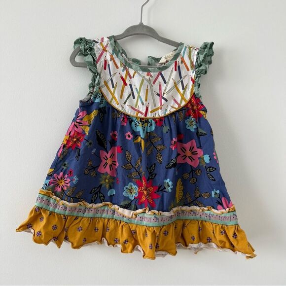 MATILDA JANE Flying Colors Pencil tunic sz 4 back to school patterned ruffles - Picture 2 of 4